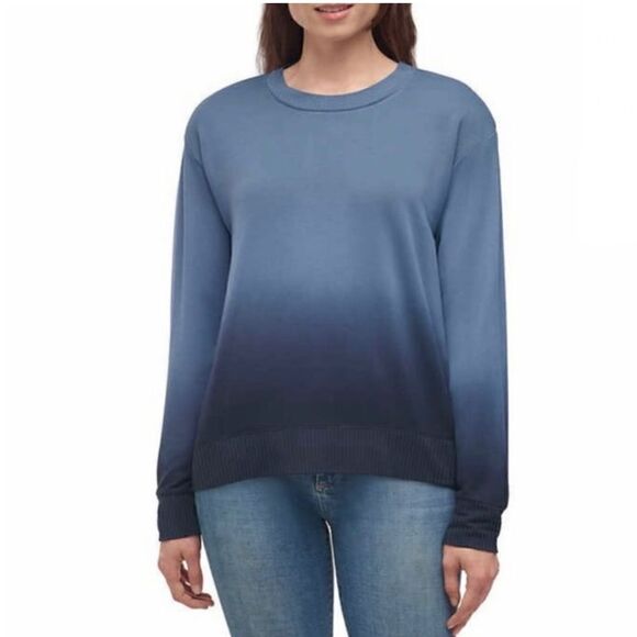 SPLENDID Super Soft Jersey Ombre Dip Dye Sweatshirt Pullover Top Blue Size Small - Picture 1 of 7